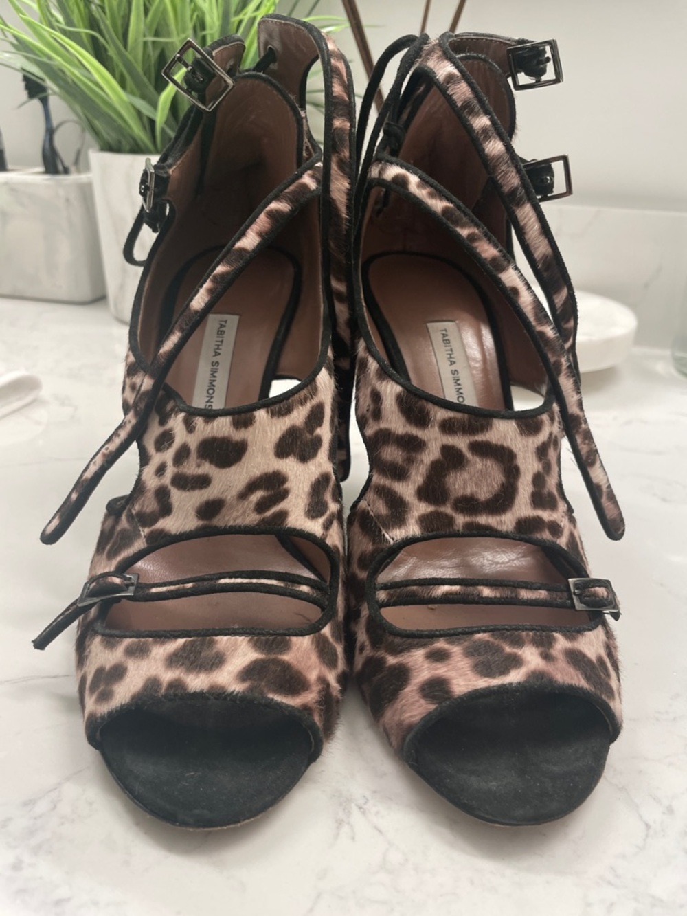 Tabitha Simmons Leopard-Print Double-Strap Peep-Toe Heel - Brown/Black - Picture 7 of 7